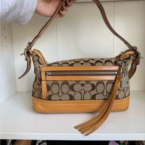 Coach Brown and Tan vintage East West Duffle/Shoulder Bag